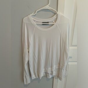 Athleta White Long sleeve Tee with asymmetrical hem, size L